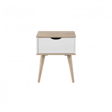 ALIDA Κομοδίνο Απόχρωση Sonoma - Άσπρο  40x36x50cm [-Άσπρο-, -Φυσικό-] [-MDF - Κόντρα Πλακέ - Καπλαμάς - Νοβοπάν-] Ε7340,2