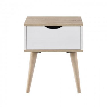 ALIDA Κομοδίνο Απόχρωση Sonoma - Άσπρο  40x36x50cm [-Άσπρο-, -Φυσικό-] [-MDF - Κόντρα Πλακέ - Καπλαμάς - Νοβοπάν-] Ε7340,2