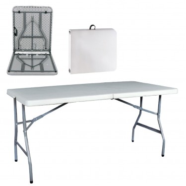 BLOW-R Τραπέζι Συνεδρίου - Catering Πτυσσόμενο (Βαλίτσα), Μέταλλο Γκρι, HDPE Άσπρο 35mm  152x70x74cm [-Άσπρο-, -Γκρι-] [-PP - PC - ABS-, -Μέταλλο-] ΕΟ181,1