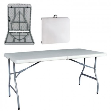 BLOW-R Τραπέζι Συνεδρίου - Catering Πτυσσόμενο (Βαλίτσα), Μέταλλο Γκρι, HDPE Άσπρο 35mm  152x70x74cm [-Άσπρο-, -Γκρι-] [-PP - PC - ABS-, -Μέταλλο-] ΕΟ181,1