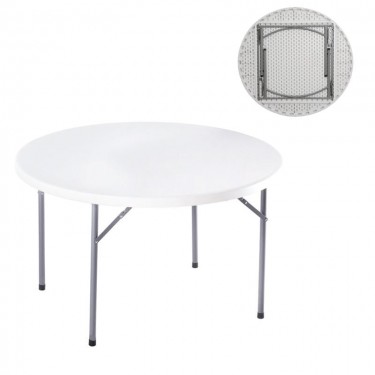 BLOW-R Τραπέζι Συνεδρίου Catering Πτυσσόμενο, Μέταλλο Βαφή Γκρι, HDPE Άσπρο 45mm  Φ121cm H.72cm [-Άσπρο-, -Γκρι-] [-PP - PC - ABS-, -Μέταλλο-] ΕΟ183,1