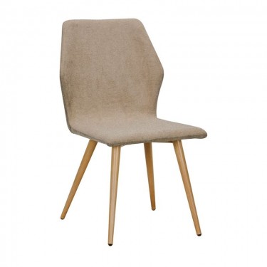 LETO Καρέκλα Τραπεζαρίας Κουζίνας, Μέταλλο Βαφή Φυσικό, Ύφασμα Ανοιχτό Καφέ  46x57x86cm [-Καφέ-, -Φυσικό-] [-Μέταλλο-, -Ύφασμα-] ΕΜ772,1