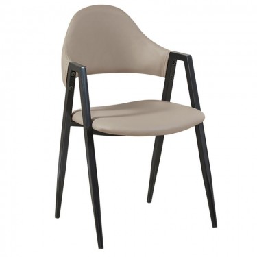 DELTA Πολυθρόνα Μέταλλο Βαφή Μαύρο, Pu Cappuccino  50x55x80cm [-Μαύρο-, -Μπεζ-Tortora-Sand-Cappuccino-] [-PU - PVC-, -Μέταλλο-] ΕΜ1301,2