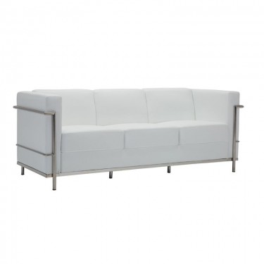 GENOVA Καναπές Σαλονιού Καθιστικού 3Θέσιος, Inox Pu Άσπρο  188x73x71cm [-Άσπρο-] [-PU - PVC-] Ε947,31