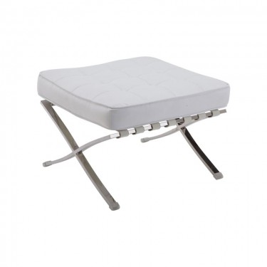 BARCELONA τ. Σκαμπό - Υποπόδιο, Βάση Inox, Pu Άσπρο  61x61x43cm [-Άσπρο-] [-PU - PVC-] Ε968,01