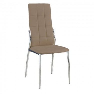 PRIMA Καρέκλα K/D Τραπεζαρίας Κουζίνας, Μέταλλο Χρώμιο, Pu Cappuccino  45x52x100cm [-Μπεζ-Tortora-Sand-Cappuccino-, -Χρώμιο - Inox-] [-PU - PVC-, -Μέταλλο-] ΕΜ900,3