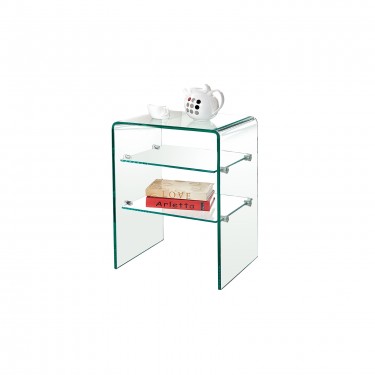 GLASSER Κομοδίνο Clear  2 Ράφια - Γυαλί 10mm / 6mm  50x40x58cm [-Διάφανο-] [-Γυαλί-] ΕΜ729