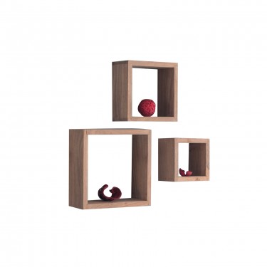 TRIO Set - 3 Ράφια Ξύλο Ακακία Φυσικό  25x25x10/20x20x10/15x15x10cm [-Φυσικό-] [-Ξύλο-] ΕΑ7028