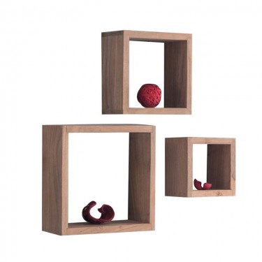 TRIO Set - 3 Ράφια Ξύλο Ακακία Φυσικό  25x25x10/20x20x10/15x15x10cm [-Φυσικό-] [-Ξύλο-] ΕΑ7028