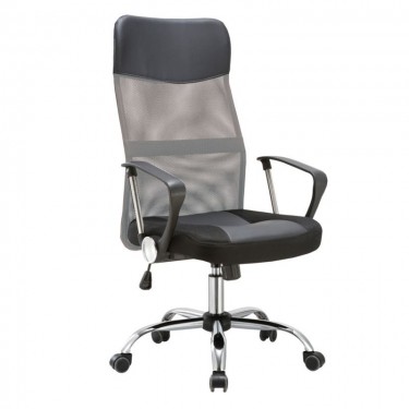 BF2400-PVC Πολυθρόνα Γραφείου Διευθυντή, Βάση Χρώμιο, Pvc - Mesh, Γκρι - Μαύρο  61x68x108/118cm [-Γκρι-, -Μαύρο-] [-PU - PVC-, -Ύφασμα Mesh-] ΕΟ502,4P