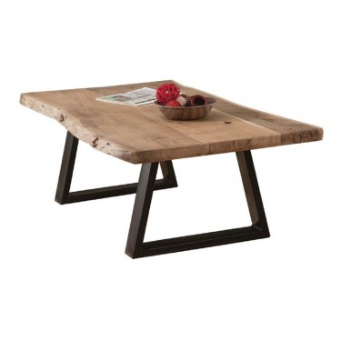 LIZARD Slim Τραπέζι Σαλονιού Καθιστικού, Μέταλλο Βαφή Μαύρο, Ξύλο Ακακία Φυσικό  115x65x40cm Solid Wood 25mm [-Μαύρο-, -Φυσικό-] [-Μέταλλο-, -Ξύλο-] ΕΑ7101,S