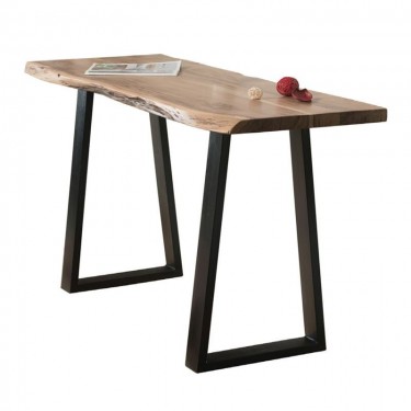 LIZARD Slim Κονσόλα Μέταλλο Βαφή Μαύρο, Ξύλο Ακακία Φυσικό  130x45x76cm Solid Wood 25mm [-Μαύρο-, -Φυσικό-] [-Μέταλλο-, -Ξύλο-] ΕΑ7102,S