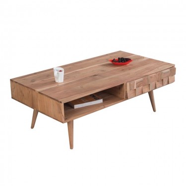 TEKA Τραπεζάκι Σαλονιού Καθιστικού με 2 Συρτάρια, Ξύλο Ακακία Φυσικό  117x60x40cm [-Φυσικό-] [-Ξύλο-] ΕΑ7046