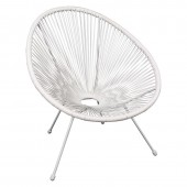 ACAPULCO Πολυθρόνα Μέταλλο Βαφή Άσπρο, Rattan Άσπρο  70x69x81cm [-Άσπρο-] [-Wicker-, -Μέταλλο-] Ε245,Α1