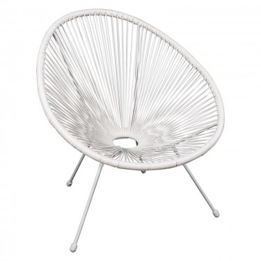 ACAPULCO Πολυθρόνα Μέταλλο Βαφή Άσπρο, Rattan Άσπρο  70x69x81cm [-Άσπρο-] [-Wicker-, -Μέταλλο-] Ε245,Α1