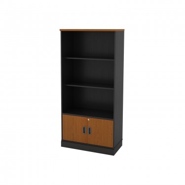 ΒΙΒΛΙΟΘΗΚΗ-Α Γραφείου, 3 Ράφια - Ντουλάπι Δίφυλλο, Απόχρωση Dark Grey - Cherry  80x40x172cm [-Ανθρακί-, -Κερασί-] [-Melamine-] ΕΟ124,7