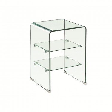 GLASSER Κομοδίνο Clear  2 Ράφια - Γυαλί 10mm / 5mm  40x40x60cm [-Διάφανο-] [-Γυαλί-] ΕΜ729,1