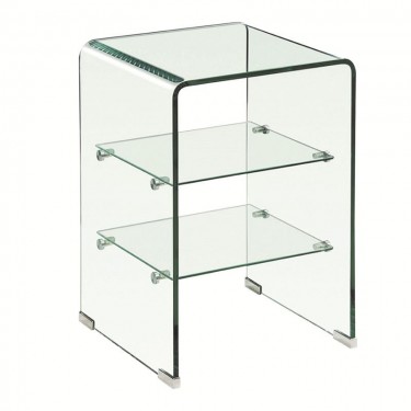 GLASSER Κομοδίνο Clear  2 Ράφια - Γυαλί 10mm / 5mm  40x40x60cm [-Διάφανο-] [-Γυαλί-] ΕΜ729,1