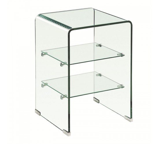 GLASSER Ραφιέρα Clear  2 Ράφια - Γυαλί 10mm / 5mm  40x40x60cm [-Clear-] [-Bent Glass - Γυαλί-] ΕΜ729,1