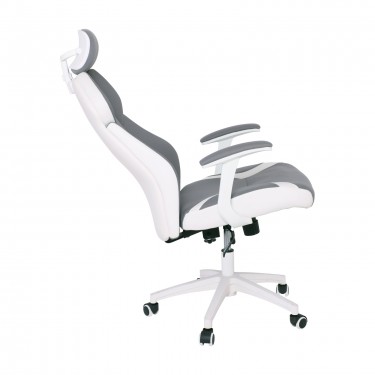 BF8300 Πολυθρόνα Γραφείου Διευθυντή, Microfiber Γκρι PU Άσπρο  64x72x122/130cm [-Άσπρο-, -Γκρι-] [-Ύφασμα-] ΕΟ587,2