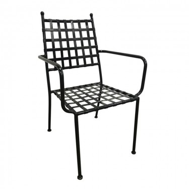 PATON Πολυθρόνα Κήπου Βεράντας, Μέταλλο Βαφή Μαύρο Mesh - Στοιβαζόμενη  54x62x92cm [-Μαύρο-] [-Μέταλλο-] Ε5143,2