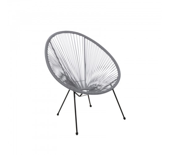 ACAPULCO Πολυθρόνα Μέταλλο Βαφή Μαύρο, Rattan Γκρι  73x76x89cm [-Μαύρο/Γκρι-] [-Μέταλλο/Wicker-] Ε245,4