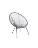 ACAPULCO Πολυθρόνα Μέταλλο Βαφή Μαύρο, Rattan Γκρι  73x76x89cm [-Μαύρο/Γκρι-] [-Μέταλλο/Wicker-] Ε245,4