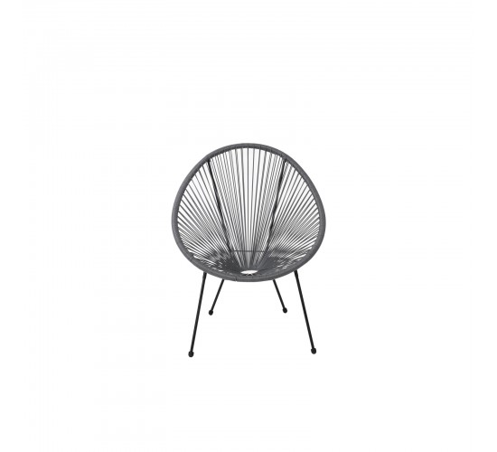 ACAPULCO Πολυθρόνα Μέταλλο Βαφή Μαύρο, Rattan Γκρι  73x76x89cm [-Μαύρο/Γκρι-] [-Μέταλλο/Wicker-] Ε245,4