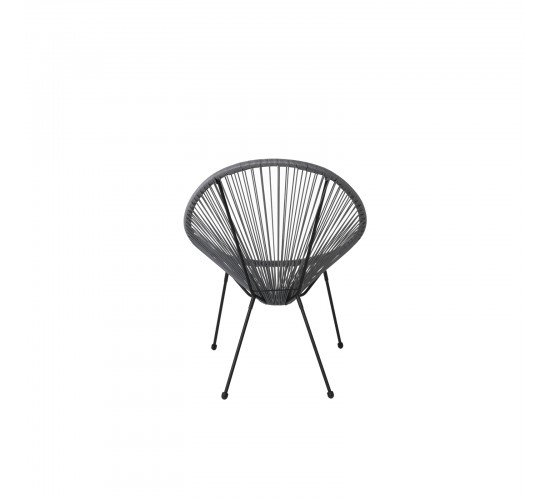 ACAPULCO Πολυθρόνα Μέταλλο Βαφή Μαύρο, Rattan Γκρι  73x76x89cm [-Μαύρο/Γκρι-] [-Μέταλλο/Wicker-] Ε245,4