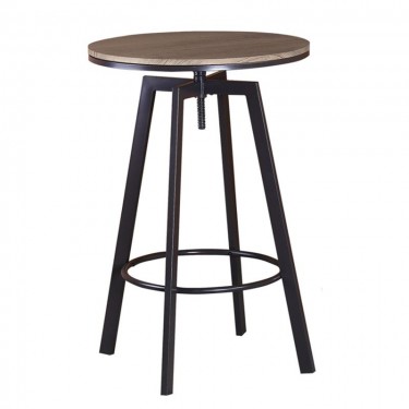 YORK Τραπέζι BAR Μέταλλο Βαφή Σκούρο Καφέ - Καρυδί  63x63x94/104cm Επιφάνεια:Φ60cm [-Καρυδί-, -Καφέ-] [-MDF - Κόντρα Πλακέ - Καπλαμάς - Νοβοπάν-, -Μέταλλο-] ΕΜ9793,1Τ