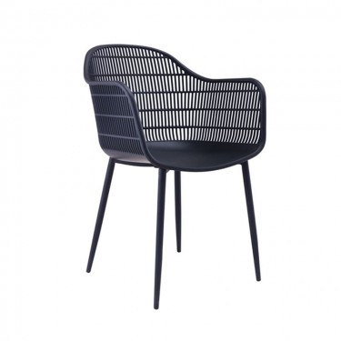 BERRY Πολυθρόνα Μέταλλο Βαφή Μαύρο, PP-UV Μαύρο  58x58x85cm [-Μαύρο-] [-PP - PC - ABS-, -Μέταλλο-] ΕΜ155,1Μ
