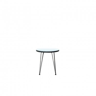 SALSA Τραπέζι Μέταλλο Βαφή Μαύρο, Wicker Γκρι  Φ52cm H.53cm [-Γκρι-, -Μαύρο-] [-Wicker-, -Μέταλλο-] Ε244,Τ1