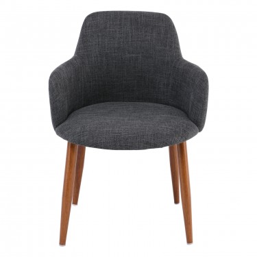 SOUL Πολυθρόνα Τραπεζαρίας Σαλονιού Κουζίνας, Μέταλλο Βαφή Καρυδί, Ύφασμα Γκρι  57x60x78cm [-Γκρι-, -Καρυδί-] [-Μέταλλο-, -Ύφασμα-] ΕΜ713,1