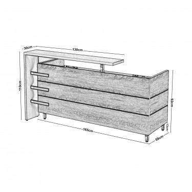 PROLINE Reception - Γραφείο Απόχρωση Καρυδί Δρυς - Μαύρο  180x75x110cm [-Καρυδί-, -Μαύρο-] [-Melamine-] ΕΟ943