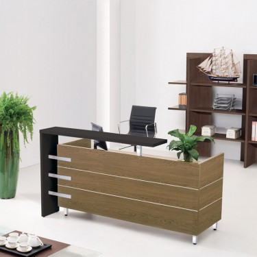 PROLINE Reception - Γραφείο Απόχρωση Καρυδί Δρυς - Μαύρο  180x75x110cm [-Καρυδί-, -Μαύρο-] [-Melamine-] ΕΟ943