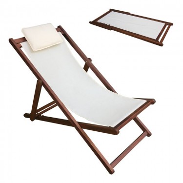 Σαιζ-Λόνγκ - Ξαπλώστρα 3 Θέσεων Acacia - Ύφασμα Εκρού Water Repellent  58x104x72cm [-Εκρού-, -Καρυδί-] [-Ξύλο-, -Ύφασμα-] Ε779,9