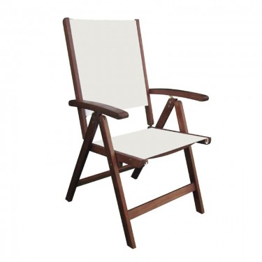 CRICKET Πολυθρόνα 5-Θέσεων Ξύλο Acacia, Textilene Άσπρο  58x70x105cm [-Άσπρο-, -Καρυδί-] [-PU - PVC-, -Ξύλο-] Ε20121,9