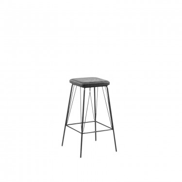 PANTON Σκαμπό BAR, Μέταλλο Βαφή Μαύρο, PU Απόχρωση Vintage Grey  43x43x76cm [-Γκρι-, -Μαύρο-] [-PU - PVC-, -Μέταλλο-] ΕΜ779,1