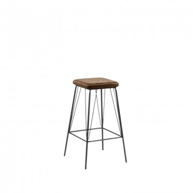 PANTON Σκαμπό BAR, Μέταλλο Βαφή Μαύρο, PU Απόχρωση Vintage Brown  43x43x76cm [-Καφέ-, -Μαύρο-] [-PU - PVC-, -Μέταλλο-] ΕΜ779,2