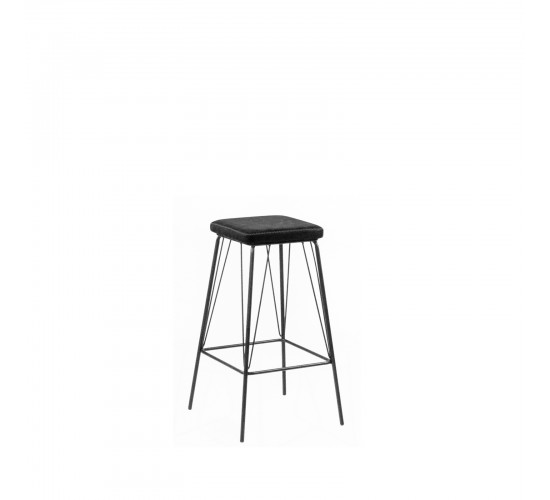 PANTON Σκαμπό BAR, Μέταλλο Βαφή Μαύρο, PU Απόχρωση Vintage Black  43x43x76cm [-Μαύρο-] [-PU - PVC-, -Μέταλλο-] ΕΜ779,3