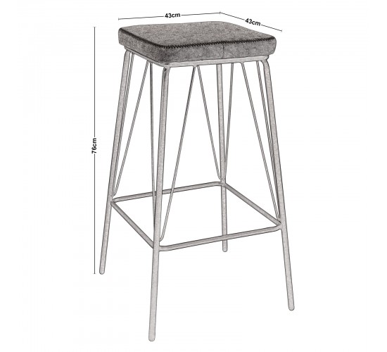 PANTON Σκαμπό BAR, Μέταλλο Βαφή Μαύρο, PU Απόχρωση Vintage Black  43x43x76cm [-Μαύρο-] [-PU - PVC-, -Μέταλλο-] ΕΜ779,3