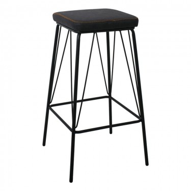 PANTON Σκαμπό BAR, Μέταλλο Βαφή Μαύρο, PU Απόχρωση Vintage Black  43x43x76cm [-Μαύρο-] [-PU - PVC-, -Μέταλλο-] ΕΜ779,3