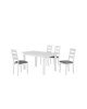 MILLER Set Τραπεζαρία Κουζίνας Άσπρο, Ύφασμα Γκρι: Τραπέζι Επεκτεινόμενο   4 Καρέκλες  Table120 30x80x74Chair45x52x97 [-Άσπρο/Γκρι-] [-Ξύλο/Ύφασμα-] Ε781,2S