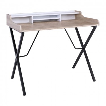 ΓΡΑΦΕΙΟ Μέταλλο Βαφή Μαύρο, Απόχρωση Σημύδας  100x60x88cm [-Μαύρο-, -Φυσικό-] [-MDF - Κόντρα Πλακέ - Καπλαμάς - Νοβοπάν-, -Μέταλλο-] ΕΟ423