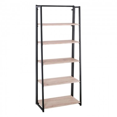 Ραφιέρα Πτυσσόμενη Μέταλλο Βαφή Μαύρο - Sonoma  64x32x153cm [-Μαύρο-, -Φυσικό-] [-MDF - Κόντρα Πλακέ - Καπλαμάς - Νοβοπάν-, -Μέταλλο-] ΕΟ427