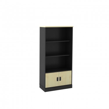 ΒΙΒΛΙΟΘΗΚΗ-Α Γραφείου, 3 Ράφια - Ντουλάπι Δίφυλλο, Απόχρωση Dark Grey - Beech  80x40x172cm [-Ανθρακί-, -Φυσικό-] [-Melamine-] ΕΟ126,7