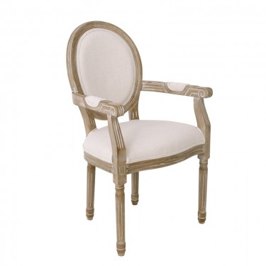 JAMESON Πολυθρόνα Σαλονιού Καθιστικού Decape, Ύφασμα Εκρού  54x58x95cm [-Εκρού-, -Φυσικό-] [-Ξύλο-, -Ύφασμα-] Ε753,1