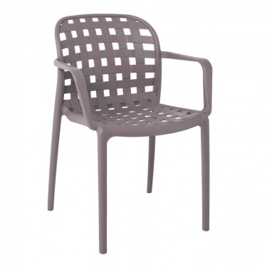 DENON Πολυθρόνα Στοιβαζόμενη PP-UV Καφέ Mocha  58x57x82cm [-Μπεζ-Tortora-Sand-Cappuccino-] [-PP - PC - ABS-] Ε376,3