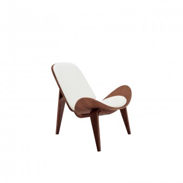 TAYLOR Πολυθρόνα Σαλονιού Καθιστικού Καρυδί, Pu Άσπρο  90x76x75cm [-Άσπρο-, -Καρυδί-] [-PU - PVC-, -Ξύλο-] Ε7510,2