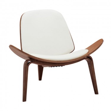 TAYLOR Πολυθρόνα Σαλονιού Καθιστικού Καρυδί, Pu Άσπρο  90x76x75cm [-Άσπρο-, -Καρυδί-] [-PU - PVC-, -Ξύλο-] Ε7510,2